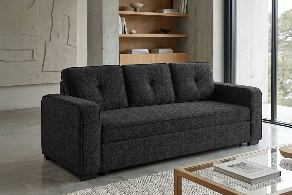 The Marlowe Black Chenille Convertible Sleeper Sofa - view 8
