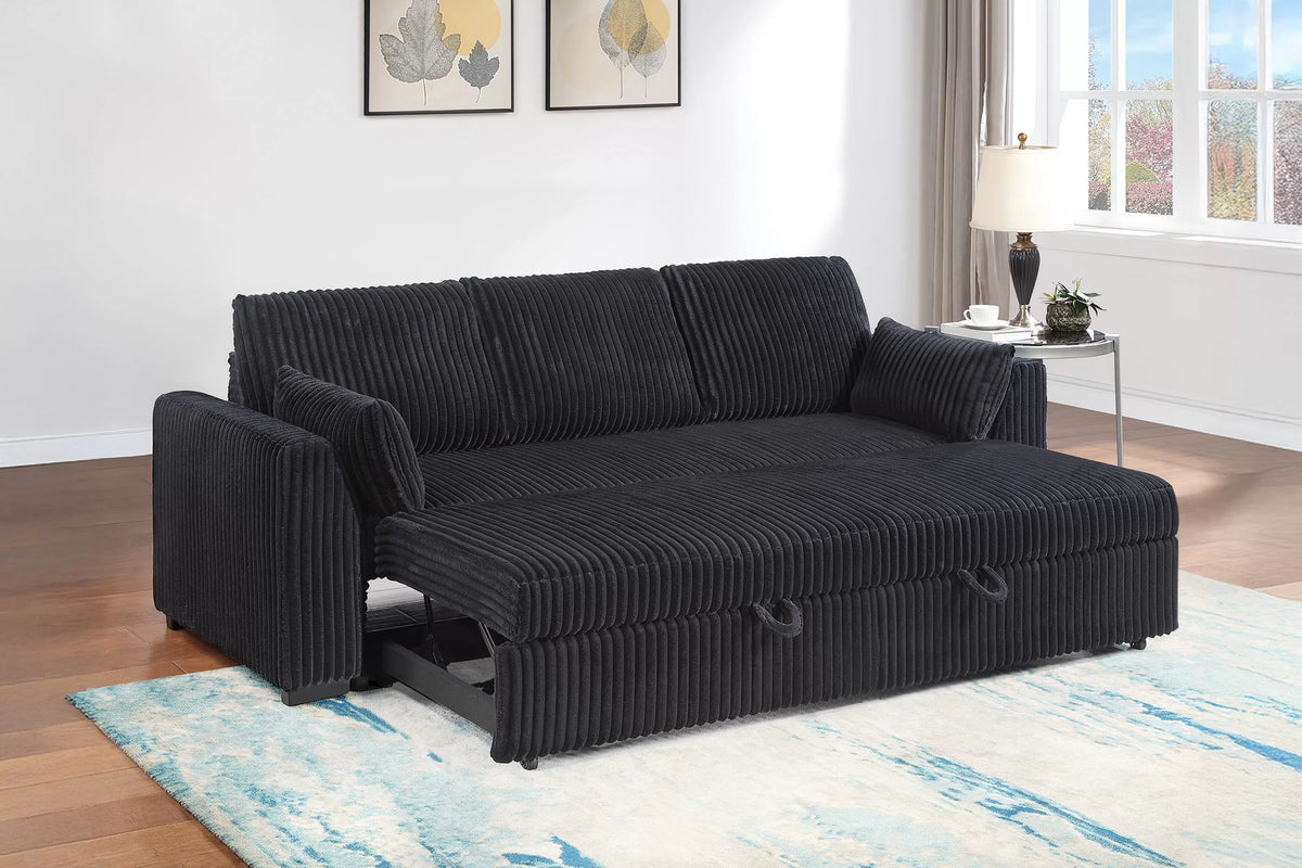 The Bexley Black Corduroy Convertible Sleeper Sofa - view 2