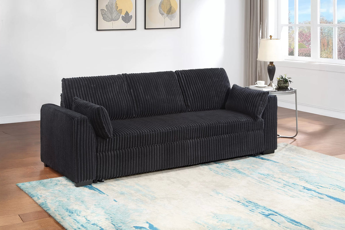 The Bexley Black Corduroy Convertible Sleeper Sofa - view 3