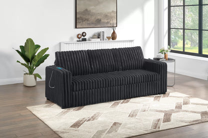 The Corvin Onyx Jumbo Corduroy Convertible Sleeper Sofa with USB - view 3