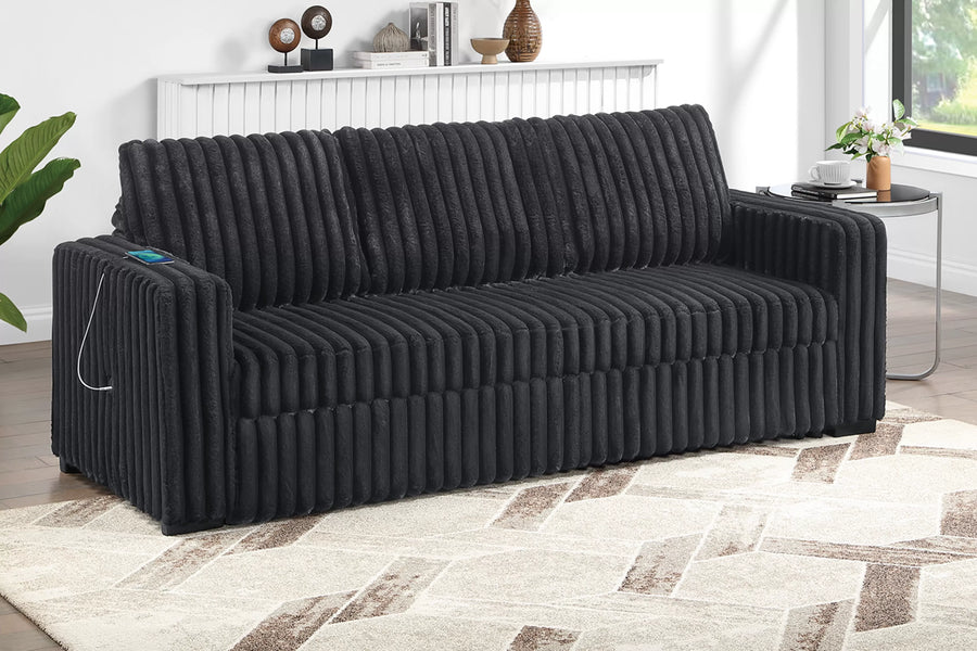 Sofá Cama Corvin de Pana Convertible con USB