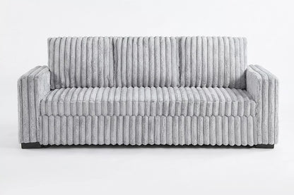 The Corvin Mink Gray Jumbo Corduroy Convertible Sleeper Sofa with USB - view 4