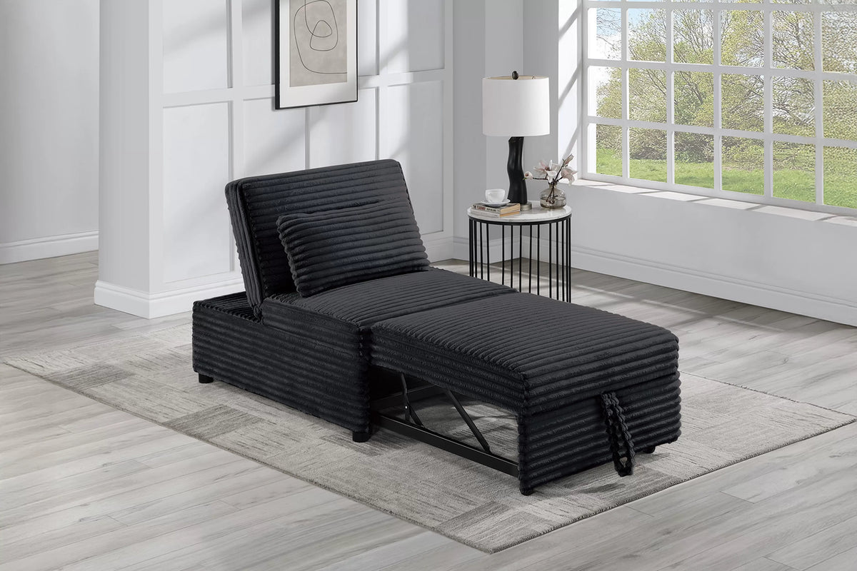 The Pemberton Black Corduroy Convertible Sleeper Chair - view 2