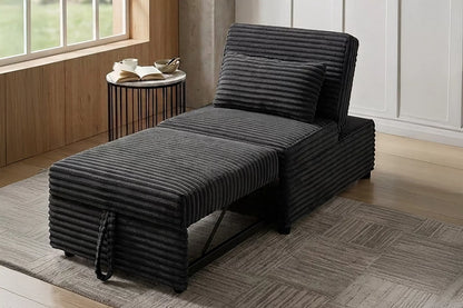 The Pemberton Black Corduroy Convertible Sleeper Chair - view 3