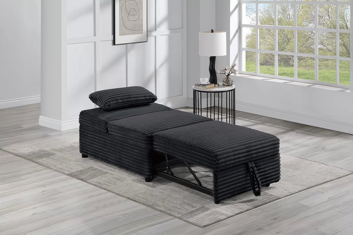 The Pemberton Black Corduroy Convertible Sleeper Chair - view 6