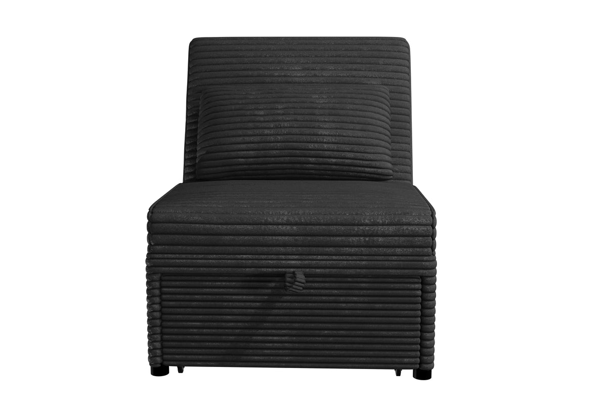 The Pemberton Black Corduroy Convertible Sleeper Chair - view 7