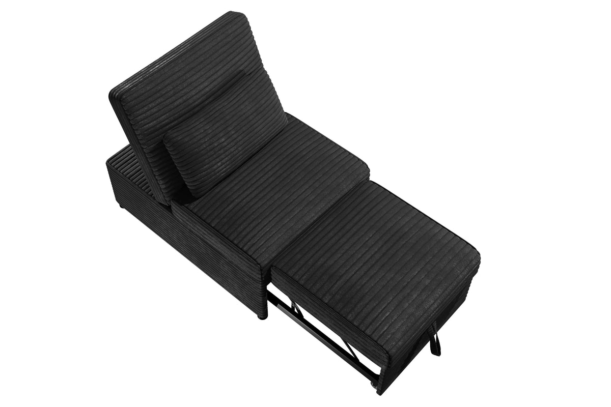 The Pemberton Black Corduroy Convertible Sleeper Chair - view 9