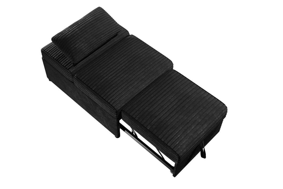 The Pemberton Black Corduroy Convertible Sleeper Chair - view 10