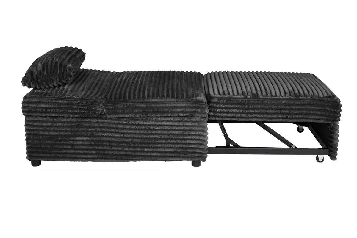 The Pemberton Black Corduroy Convertible Sleeper Chair - view 11