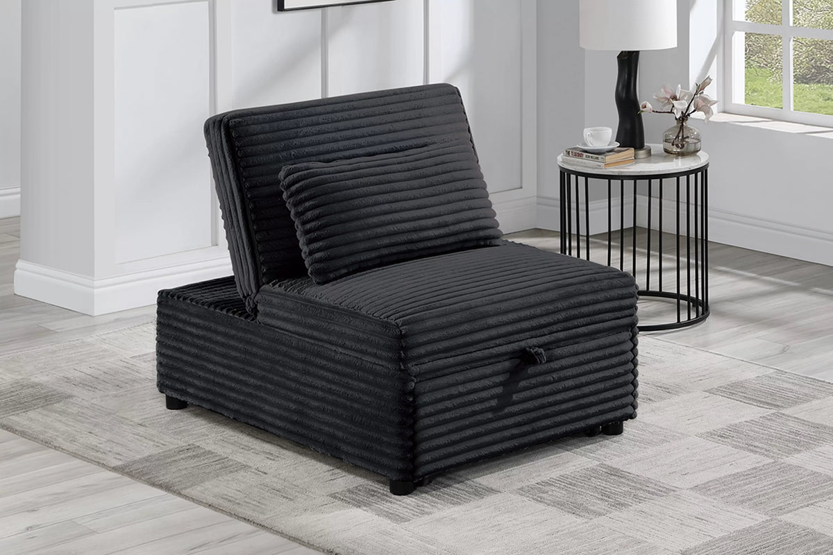 The Pemberton Black Corduroy Convertible Sleeper Chair - view 1