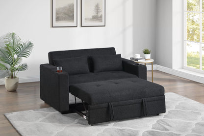 The Burwood Black Sherpa Convertible Sleeper Chair with Cup Holders - view 2