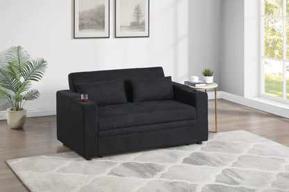 The Burwood Black Sherpa Convertible Sleeper Chair with Cup Holders - view 4
