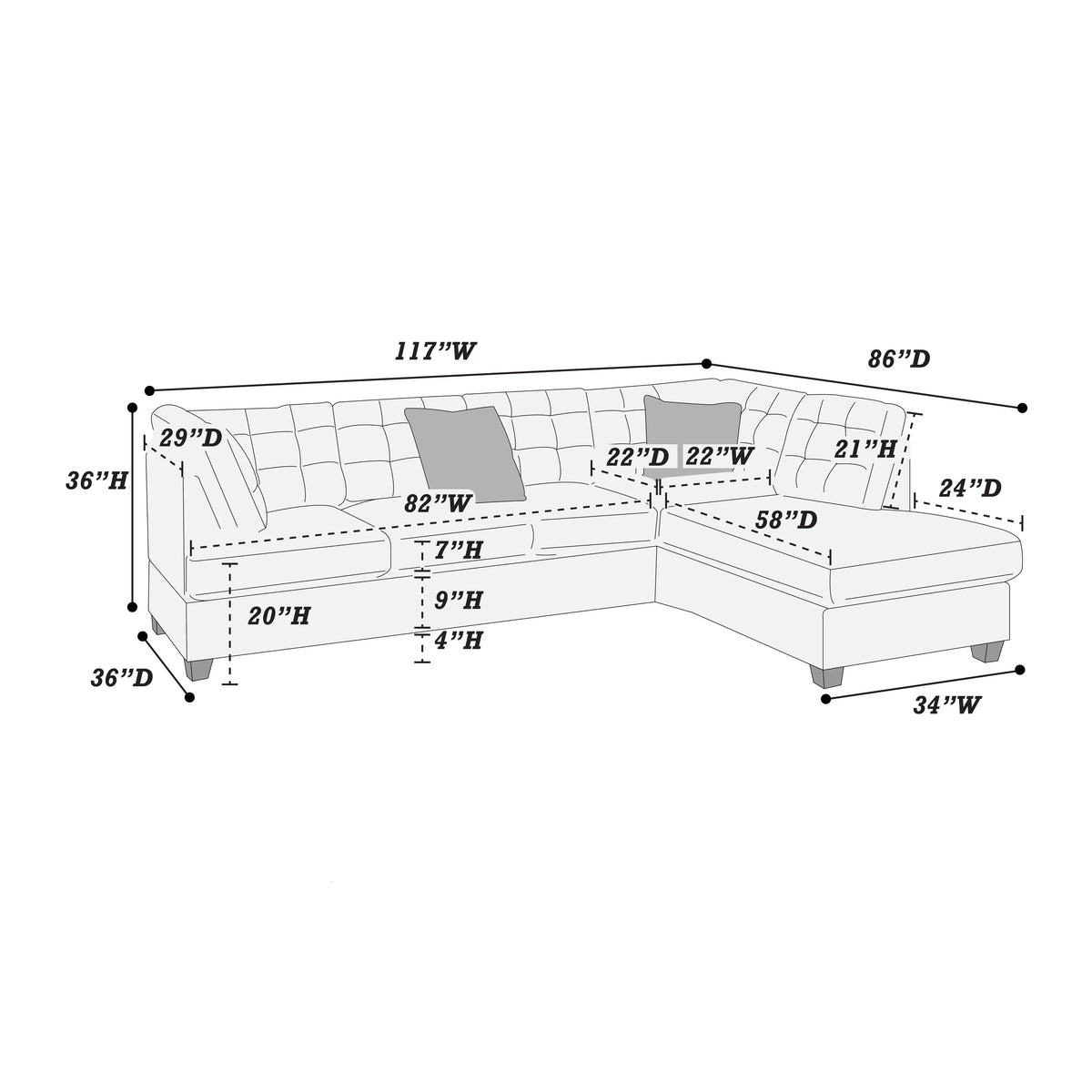 The Whitaker Truffle Sectional – 2 Piece