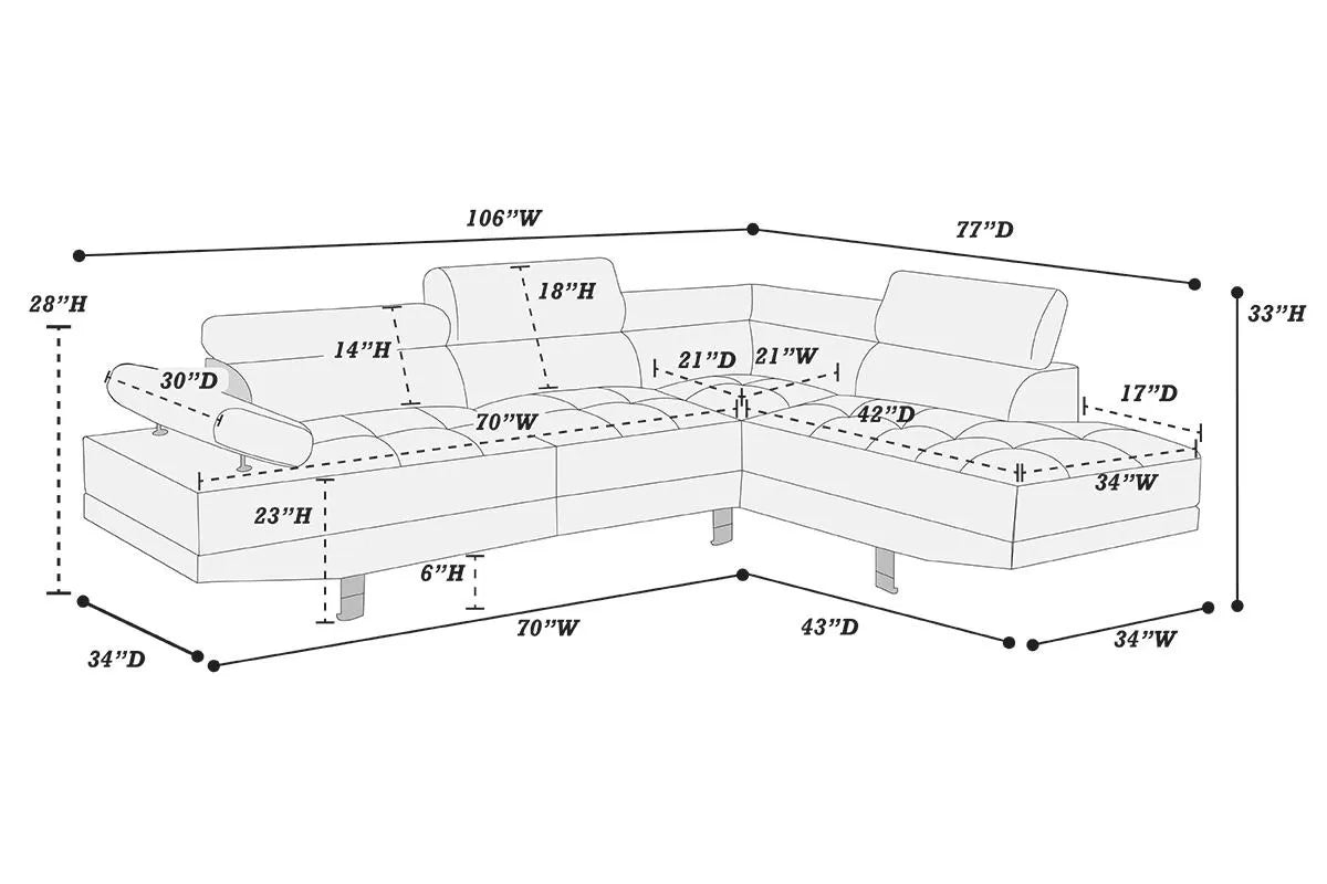 The Beckett Black Sectional – 2 Piece - view 4