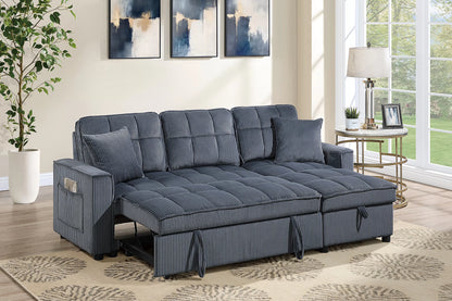 The Ellery Dark Gray Corduroy Reversible Convertible Sectional – 2 Piece - view 2