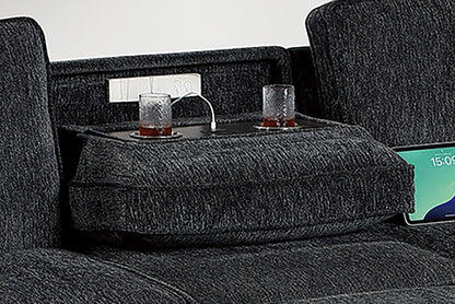 The Thackeray Black Chenille Convertible Sectional with Table & Wireless Charging – 2 Piece - view 4