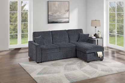 The Thackeray Gunmetal Chenille Convertible Sectional with Table & Wireless Charging – 2 Piece - view 3