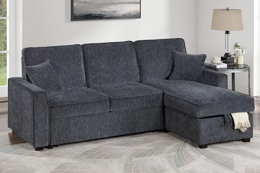 Seccional Thackeray de Chenilla Convertible con Mesa – 2 Piezas