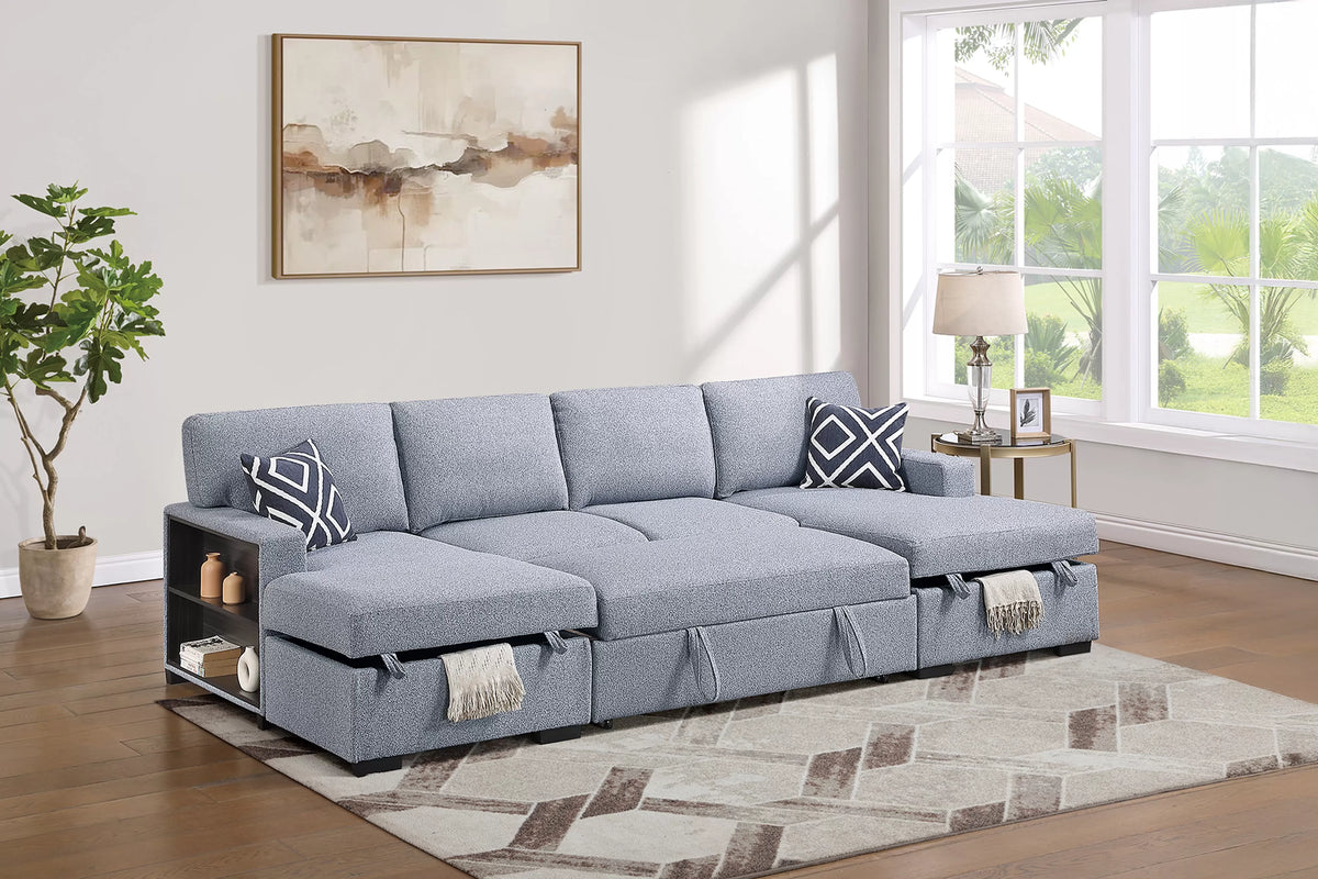 The Sinclair Gray Boucle Convertible Sectional – 3 Piece - view 2