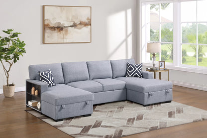 The Sinclair Gray Boucle Convertible Sectional – 3 Piece - view 3
