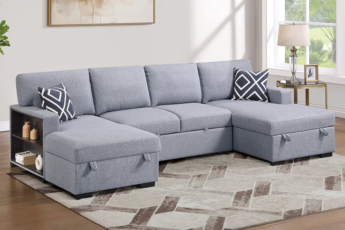 The Sinclair Gray Boucle Convertible Sectional – 3 Piece - view 1