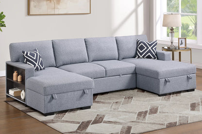 The Sinclair Gray Boucle Convertible Sectional – 3 Piece - view 1
