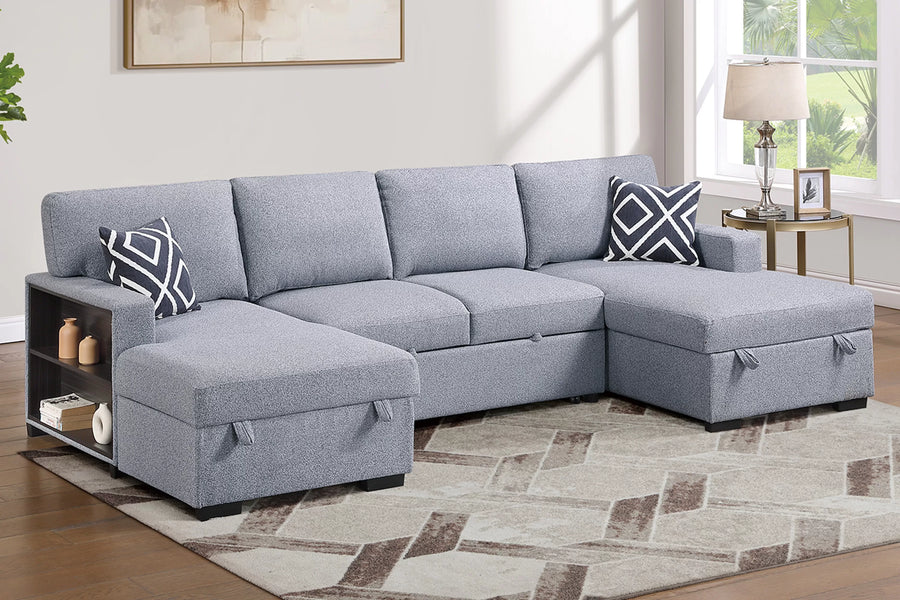 Seccional Sinclair Gris Convertible – 3 Piezas