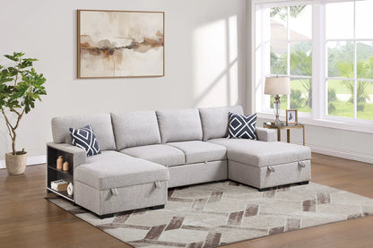 The Sinclair Beige Boucle Convertible Sectional – 3 Piece - view 3