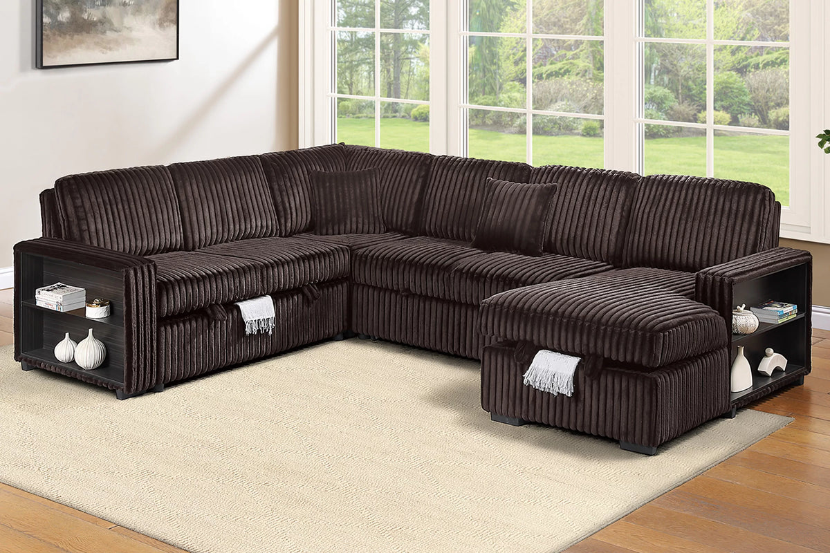 The Beaumont Coffee Jumbo Corduroy Convertible Sectional – 4 Piece - view 1
