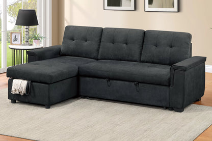 The Gresham Black Velvet Convertible Sectional – 2 Piece - view 1