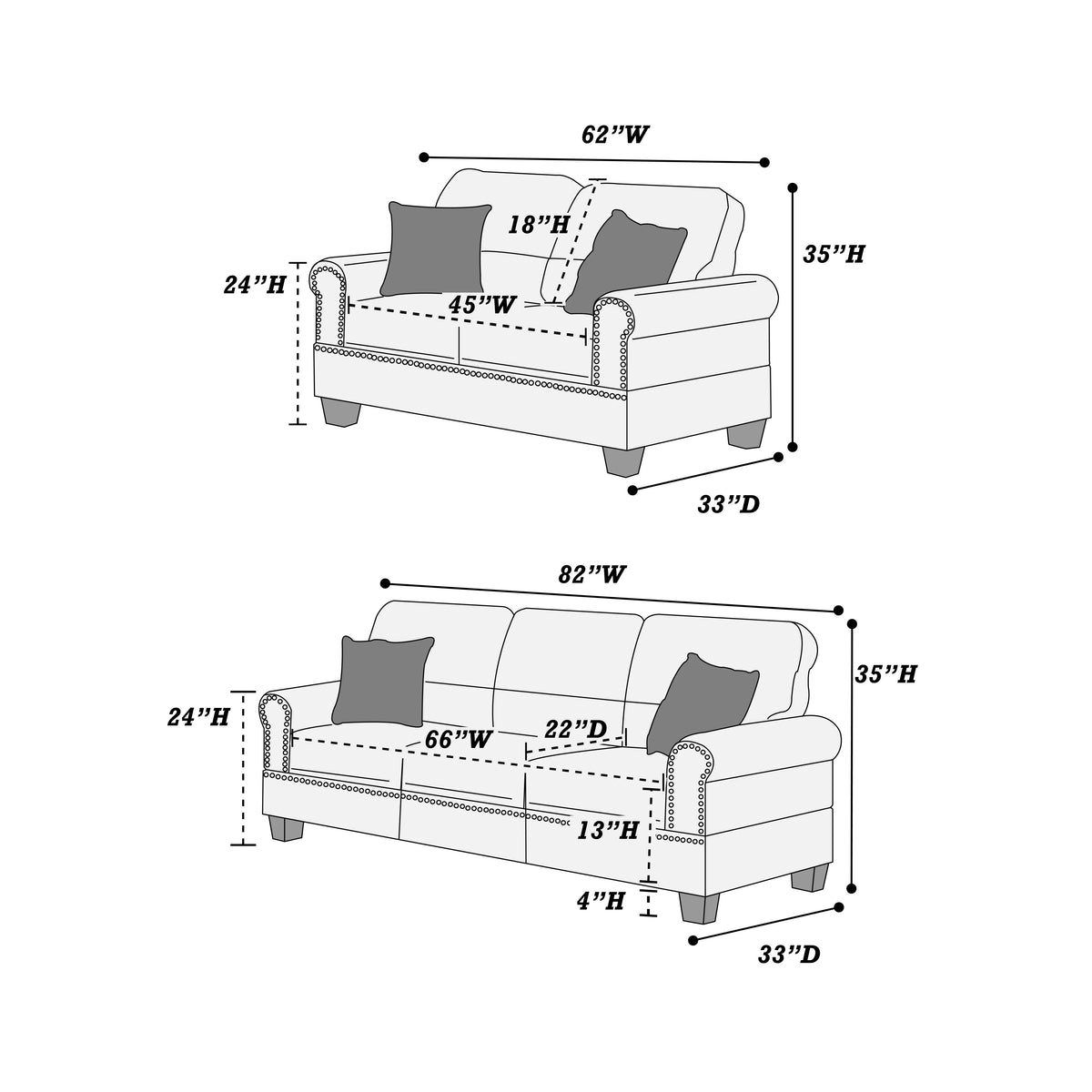 The Whitmore Black Sofa Set – 2 Piece - view 4