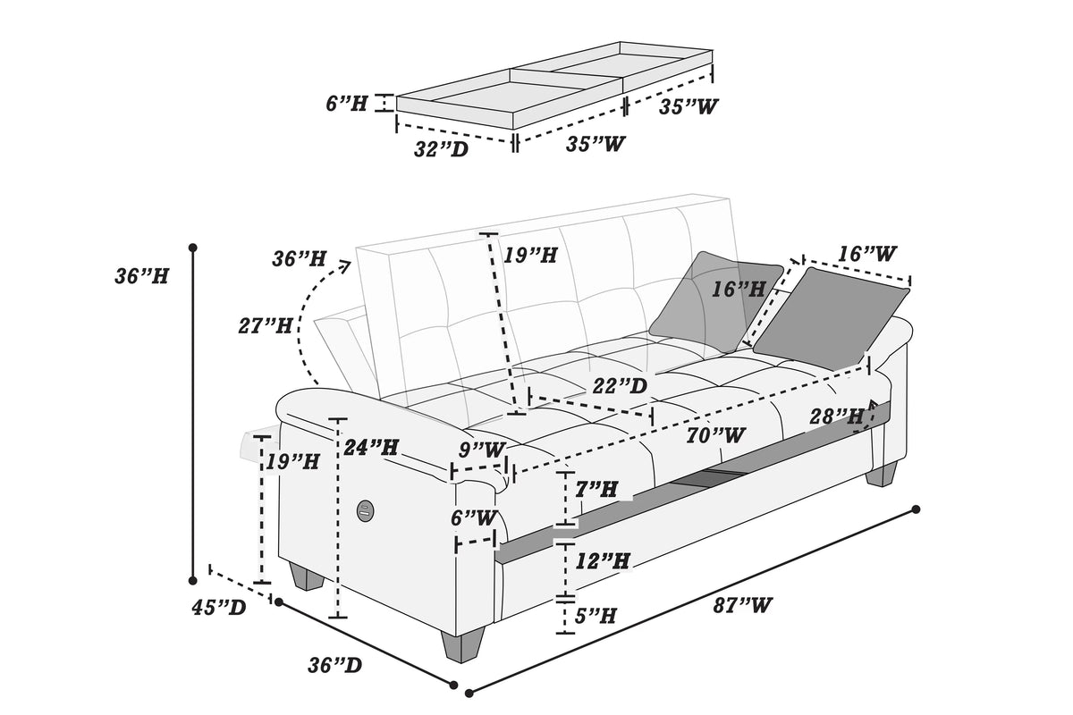 The Fulton Chocolate Convertible Sofa - view 10