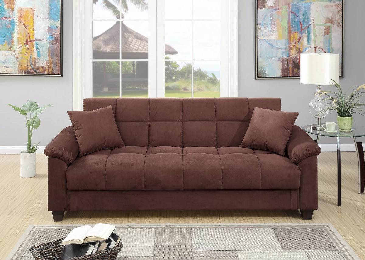 The Fulton Chocolate Convertible Sofa