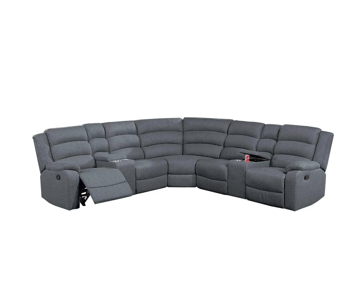 The Marlowe Dark Gray Burlap Manual Reclining Sectional – 3 Piece - view 2