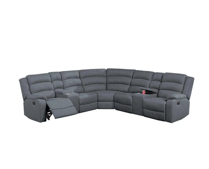 The Marlowe Dark Gray Burlap Manual Reclining Sectional – 3 Piece - view 2