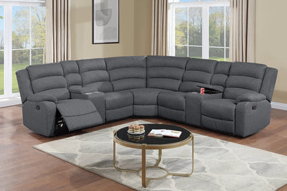 The Marlowe Dark Gray Burlap Manual Reclining Sectional – 3 Piece - view 1