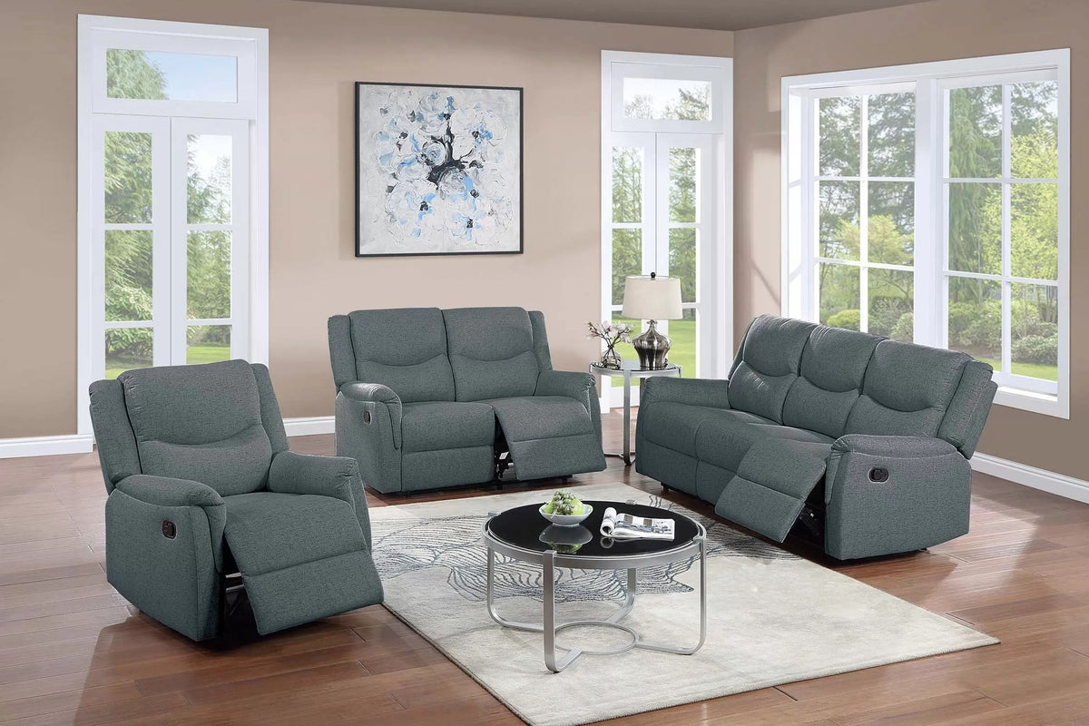 The Darian Dark Gray Burlap Manual Motion Living Room Set – 3 Piece - view 1