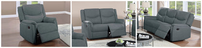 The Darian Dark Gray Burlap Manual Motion Living Room Set – 3 Piece