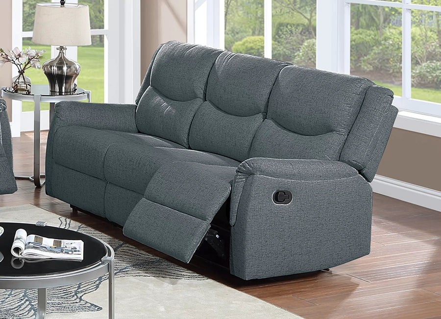 The Darian Dark Gray Burlap Manual Recliner Sofa