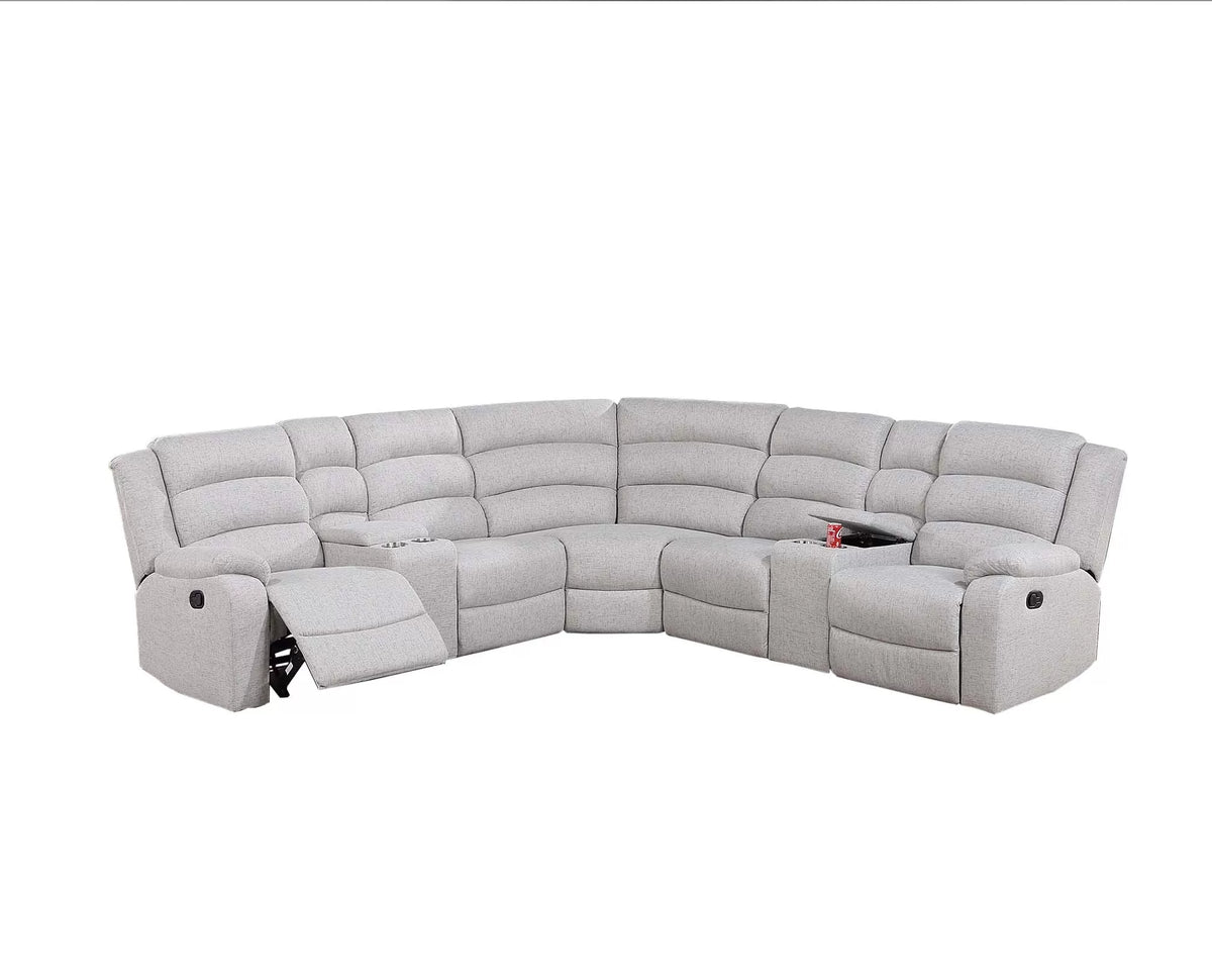 The Marlowe Sincere Bone Burlap Manual Reclining Sectional – 3 Piece - view 2