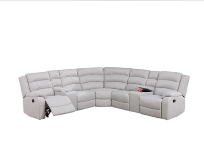 The Marlowe Sincere Bone Burlap Manual Reclining Sectional – 3 Piece - view 2