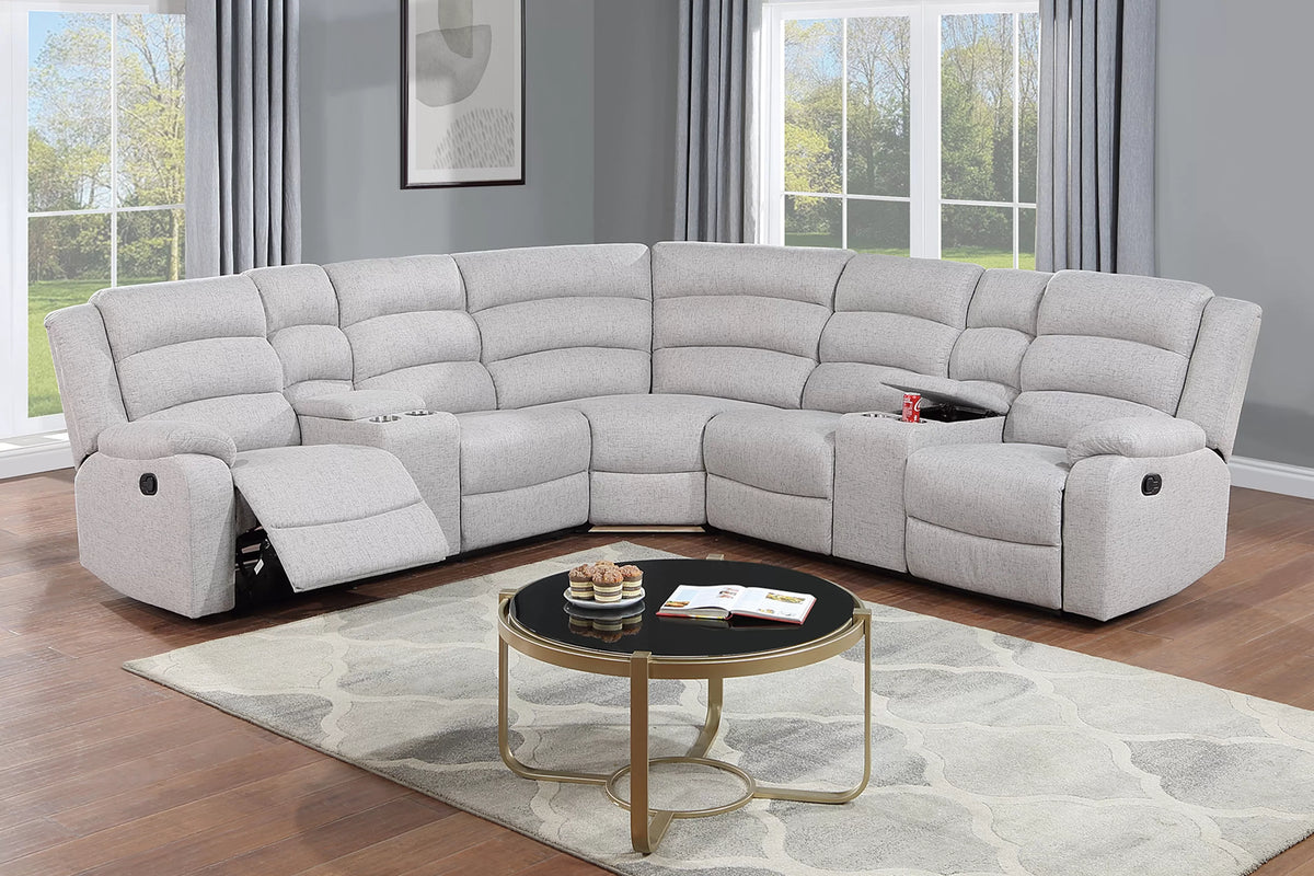 The Marlowe Sincere Bone Burlap Manual Reclining Sectional – 3 Piece - view 1