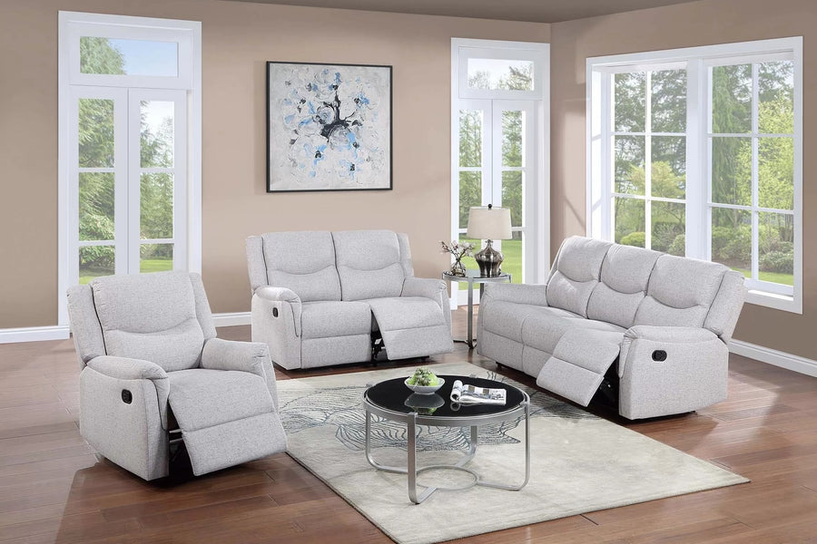The Darian Sincere Bone Burlap Manual Motion Living Room Set – 3 Piece