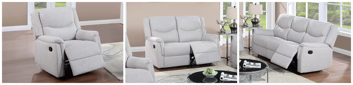 The Darian Sincere Bone Burlap Manual Motion Living Room Set – 3 Piece