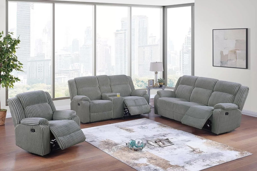 The Winslow Smoke Corduroy Manual Motion Living Room Set – 3 Piece