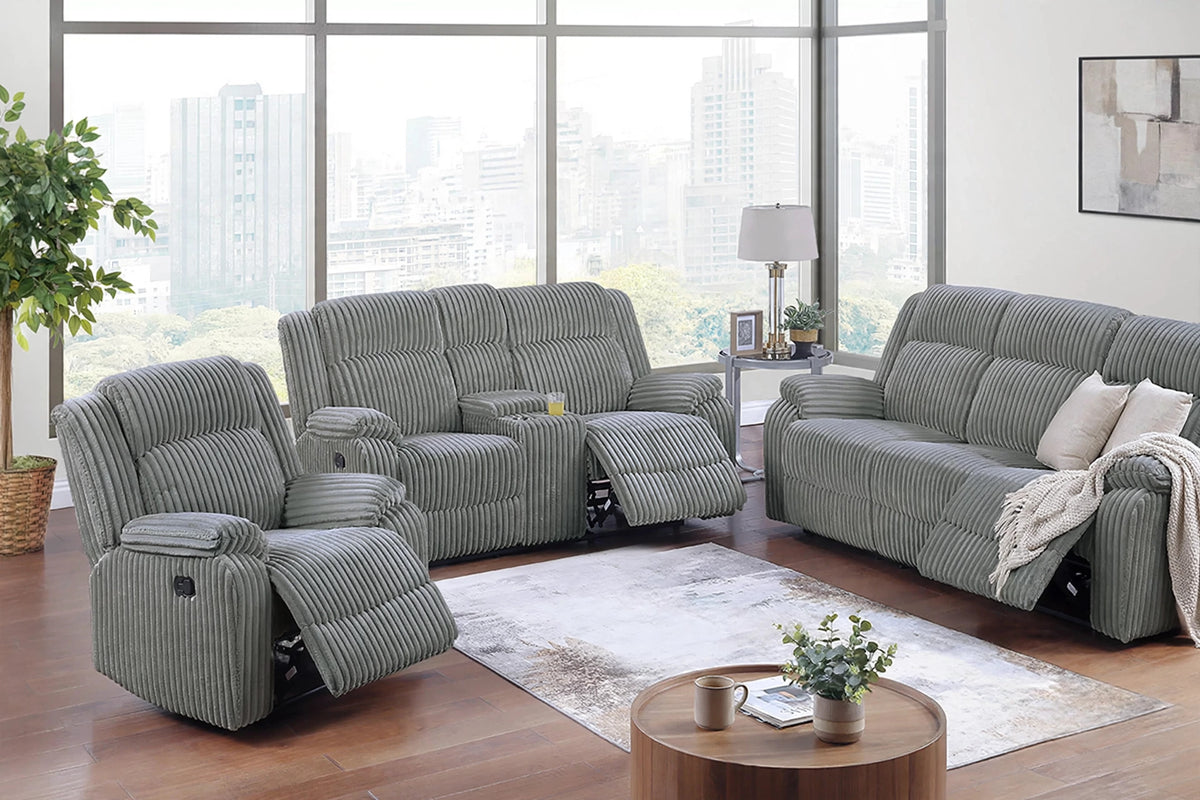 The Winslow Smoke Corduroy Manual Motion Living Room Set – 3 Piece - view 4