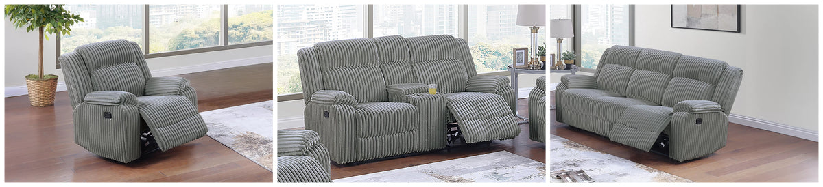 The Winslow Smoke Corduroy Manual Motion Living Room Set – 3 Piece