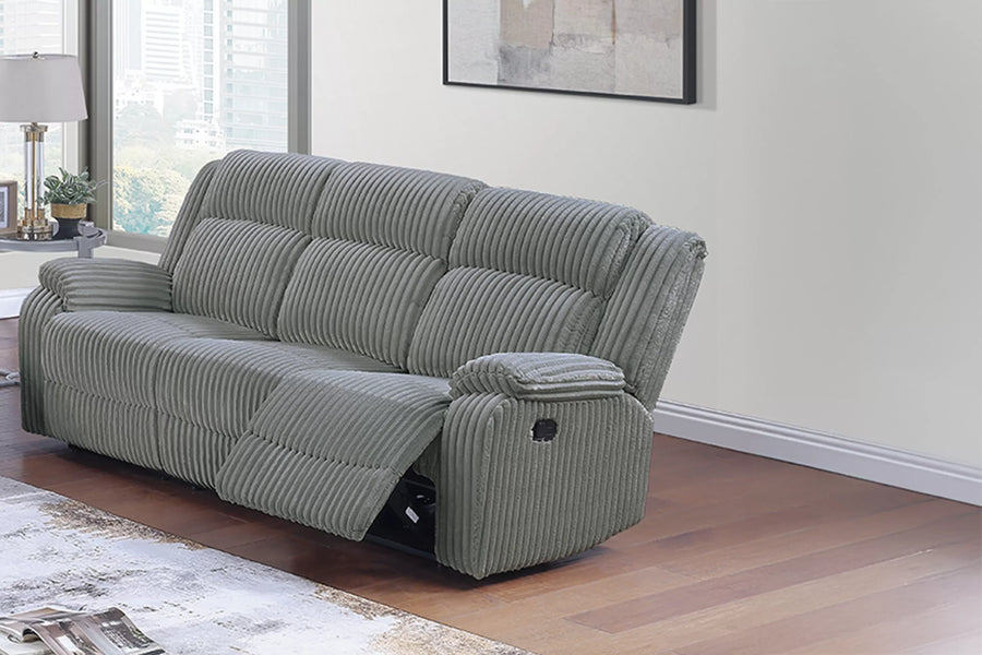 The Winslow Smoke Corduroy Manual Recliner Sofa