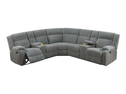 The Winslow Smoke Corduroy Manual Reclining Sectional – 3 Piece - view 2