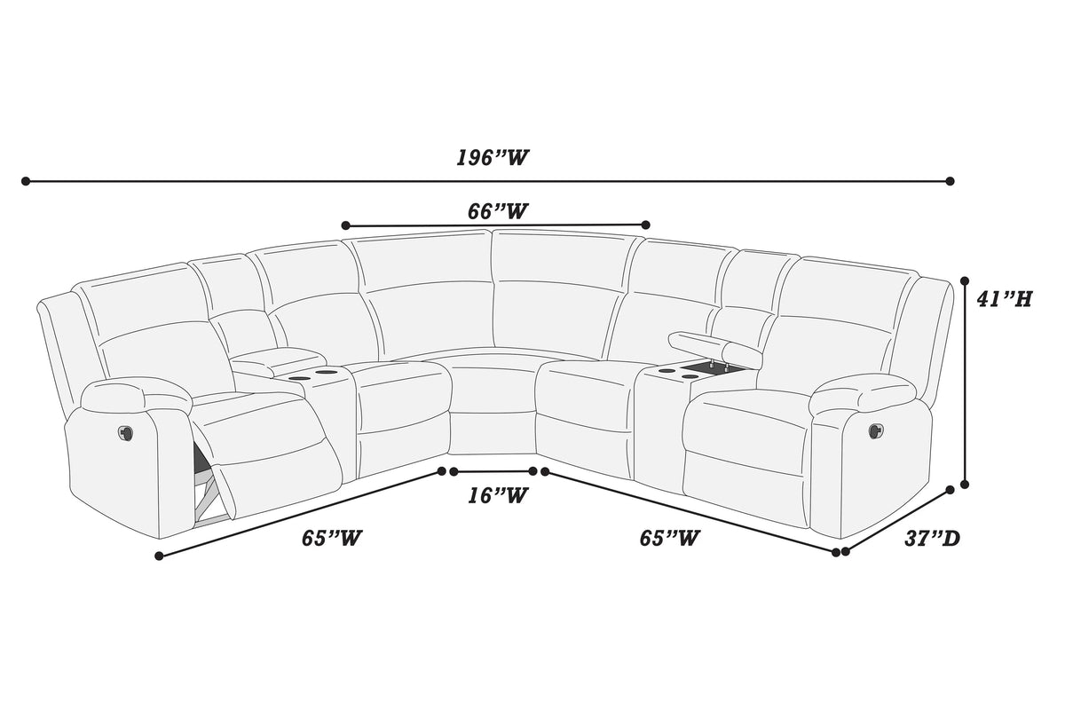 The Winslow Smoke Corduroy Manual Reclining Sectional – 3 Piece - view 4
